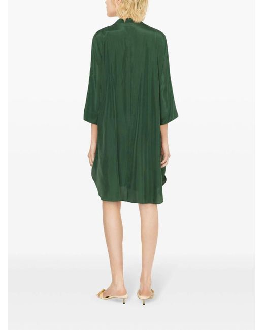 P.A.R.O.S.H. Green V-neck Silk Midi Dress