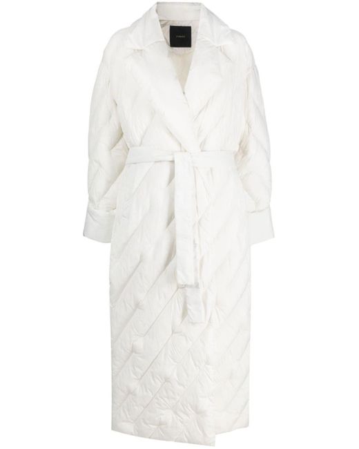 Pinko White Quilted Belted Double-breasted Coat