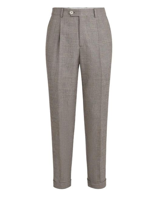 Brunello Cucinelli Gray Prince Of Wales Check Tailored Trousers for men