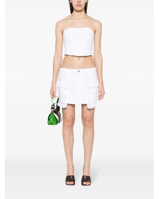 `Celine Cargo` Denim Mini Skirt di 3x1 in White