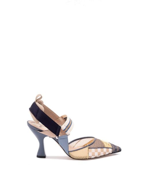 Fendi White 'Colibrã¬ Patchwork' Pumps With 'Ff' Embroidery