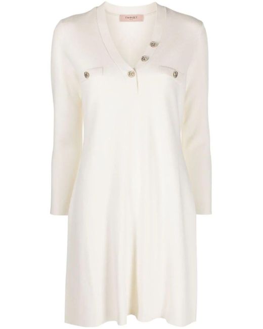 Twin Set White Knit Mini Dress