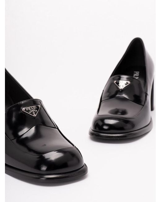 Prada Black Brushed Leather Loafers