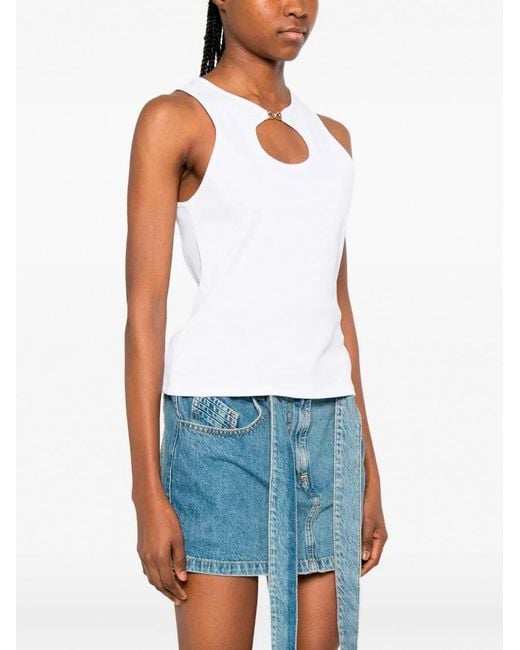 Twinset White Ribbed Tank Top With 'Infinity' Logo