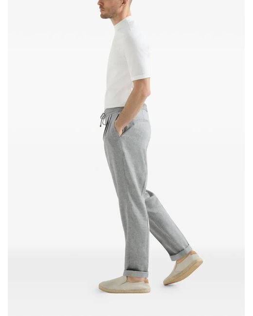 Brunello Cucinelli Gray Pants With Drawstring And Double Pleats for men