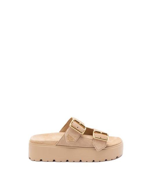 Platform Strap Sandals di Prada in Natural