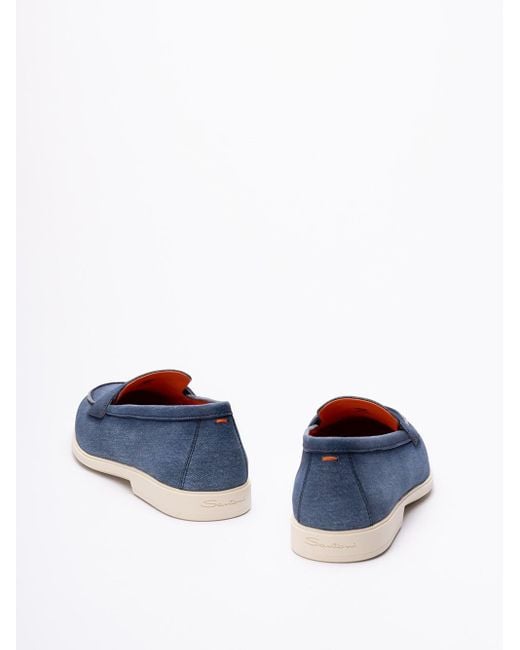 Santoni Blue `Malibu` Loafers for men