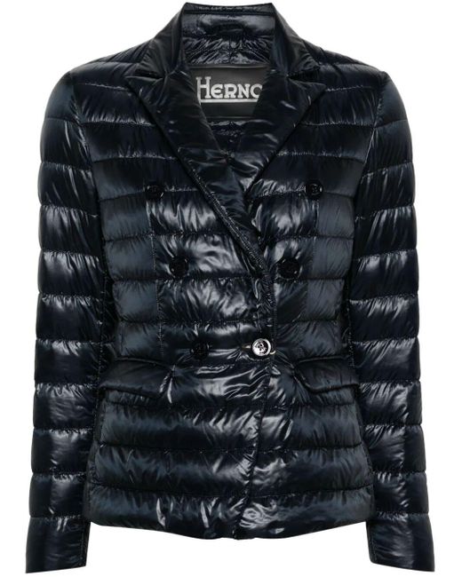 Herno Black Double-Breasted Puffer Jacket