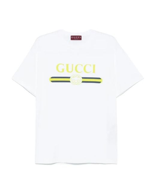Gucci White Cotton Jersey T-Shirt With Print for men