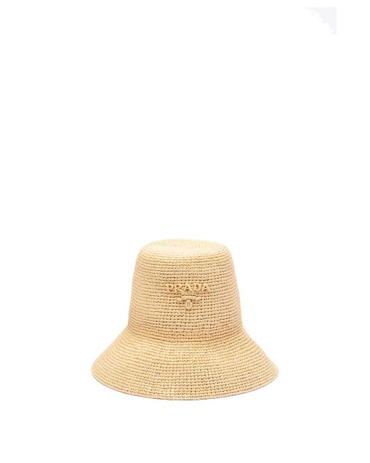 Prada Raffia Hat in White | Lyst