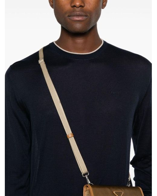 Prada Blue Round-Neck Sweater for men