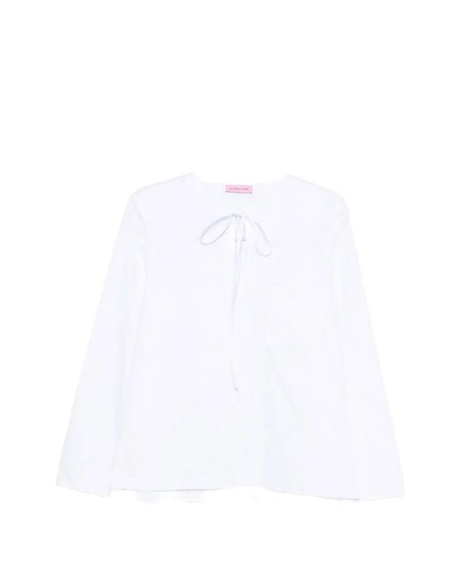 CUANTICO White Shirt With Ribbon Collar