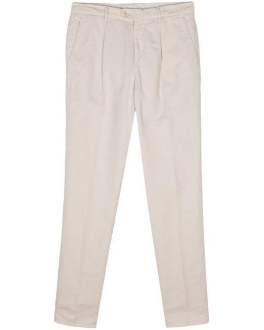 Brunello Cucinelli White Pleat-detail Tapered Trousers for men