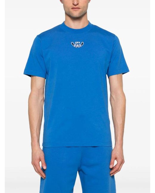 Off-White c/o Virgil Abloh Blue Off- Bandana Arrow Cotton T-Shirt for men