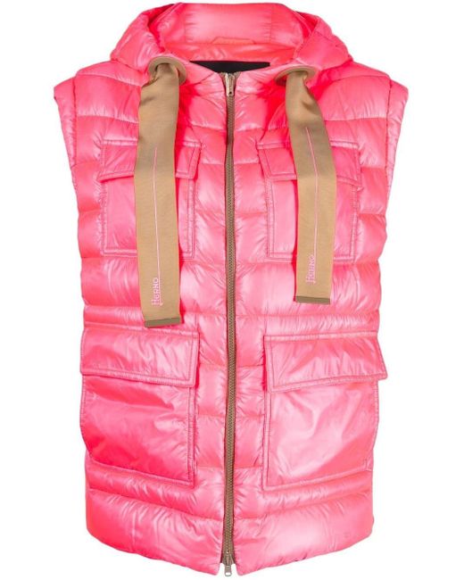 Herno Padded Hooded Gilet in Pink Lyst