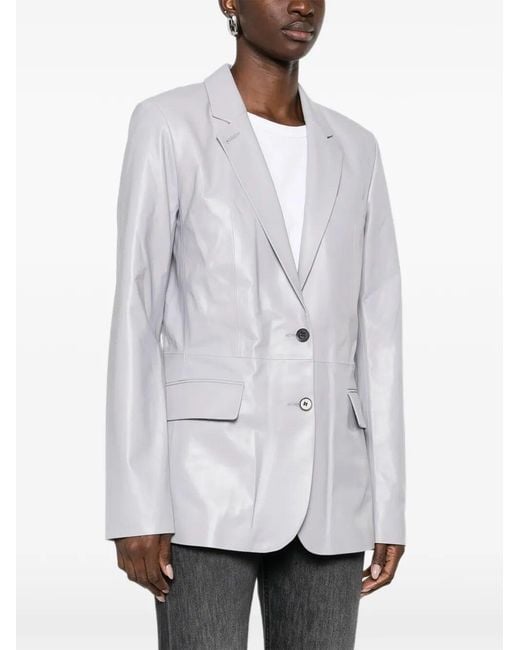Desa Nineteenseventytwo Gray Leather Classic Blazer