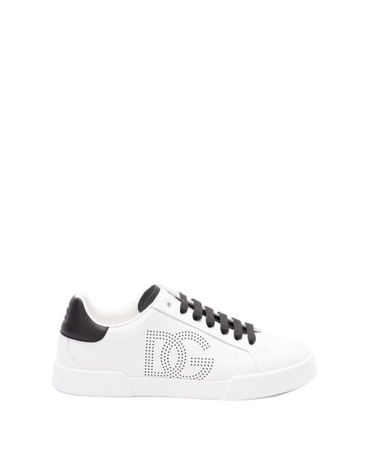 Dolce & Gabbana White 'Portofino' Sneakers With Dg Logo for men