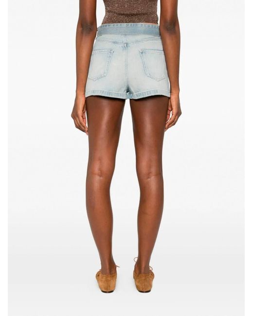 Twinset Blue Denim Shorts With Belt