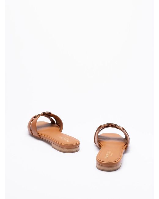 `Oval T` Slides di Twin Set in Brown