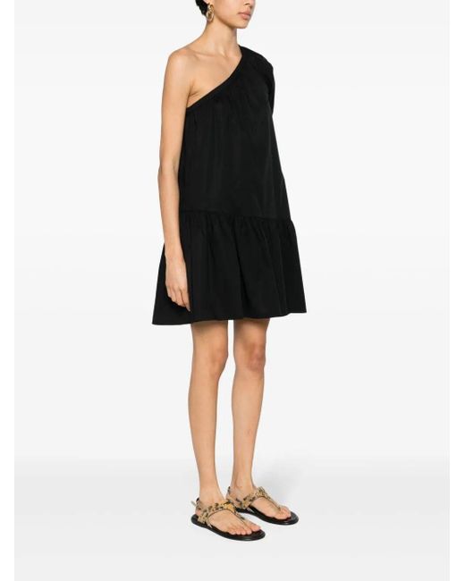 Asymmetric One-Shoulder Short Dress di Twin Set in Black