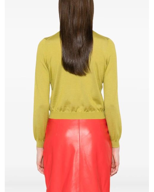 Gucci Yellow Long Sleeve Crew-Neck Cardigan
