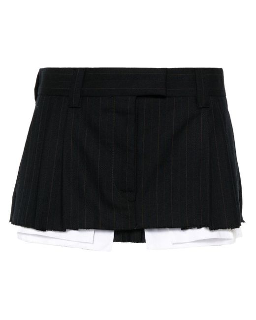 Miu Miu Black Pleated Pinstripe Miniskirt