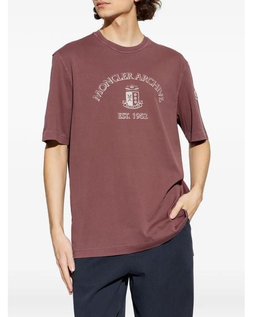 Moncler Red Short Sleeve T-Shirt for men