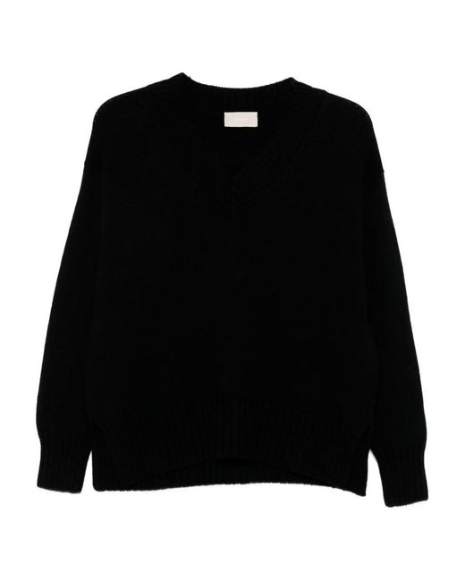 Drumohr Black Long Sleeve V-Neck Sweater