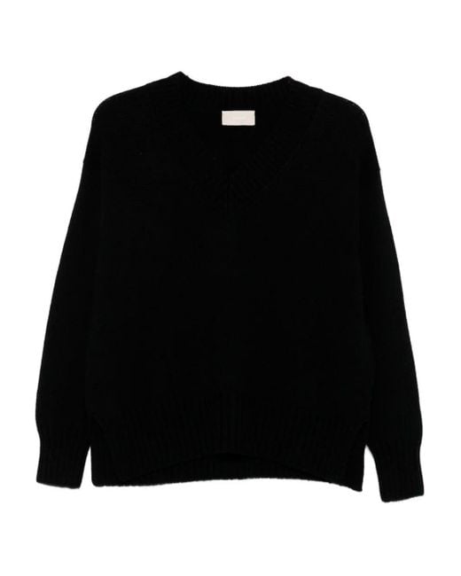 Drumohr Black Long Sleeve V-Neck Sweater