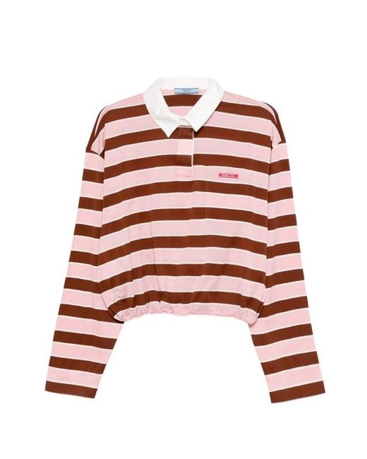 Prada Red Striped Polo Neck