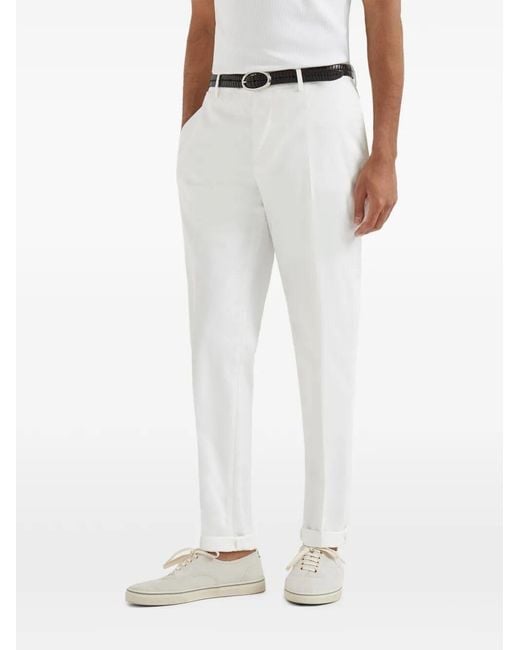 Brunello Cucinelli White Dyed Trousers for men