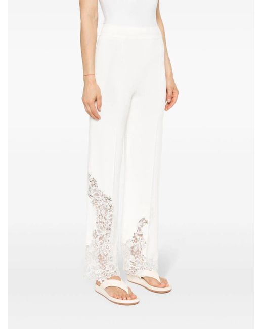 Chantilly-lace straight trousers di Ermanno Scervino in White