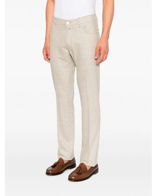 Jacob Cohen White 'Bard Fast' Slim Fit 5-Pocket With Zipper for men
