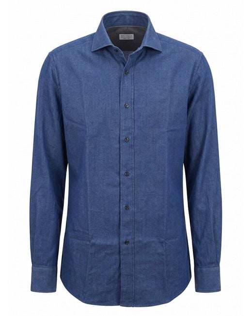 Brunello Cucinelli Blue Shirt for men