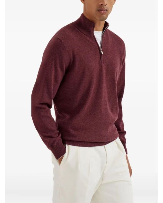 Brunello Cucinelli Red Cashmere Sweater for men