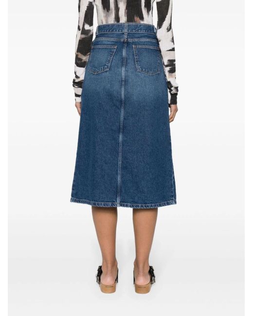 Twin Set Denim Skirt With Belt in Blue | Lyst