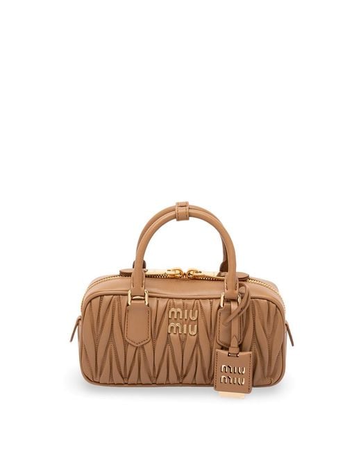 Miu Miu Brown 'Arcadie' Matelassé Nappa Leather Bag