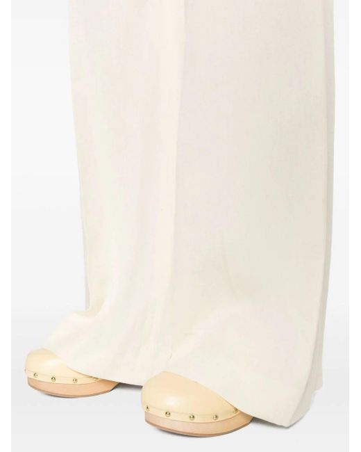 Chloé White Wide-leg Linen Trousers | Lyst