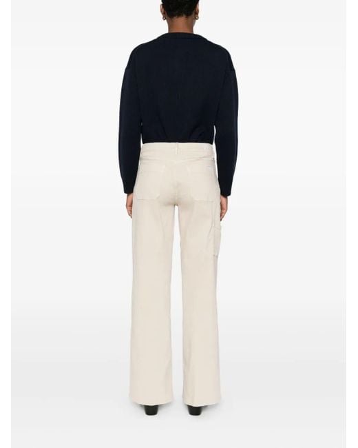 7 For All Mankind White 'Lotta Trouser Creme With Carpenter Details' Jeans