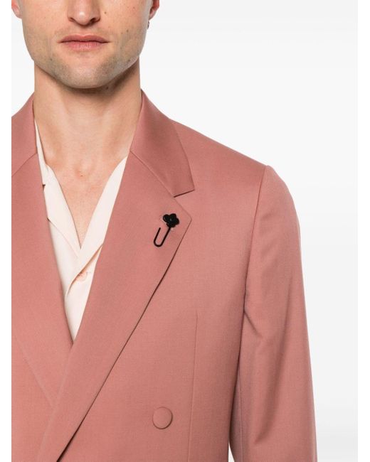 Lardini Pink `Kosmo Drop 7 Reg` Double-Breasted Blazer for men