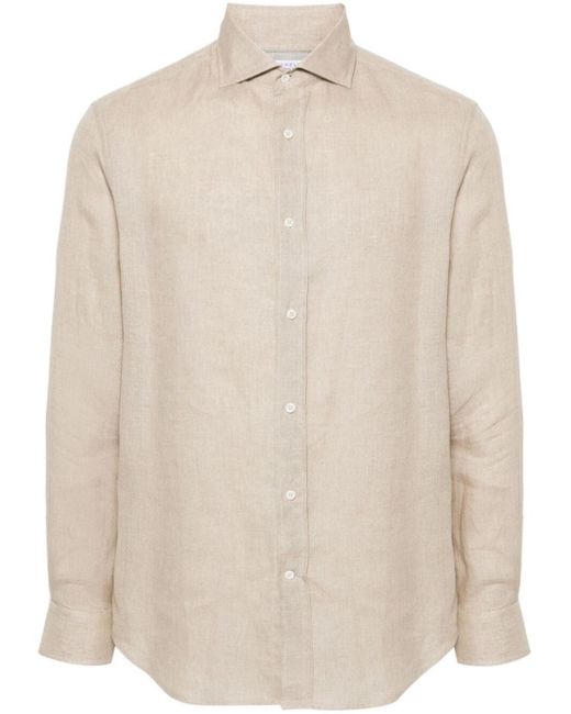 Brunello Cucinelli Natural Long-sleeves Linen Shirt for men