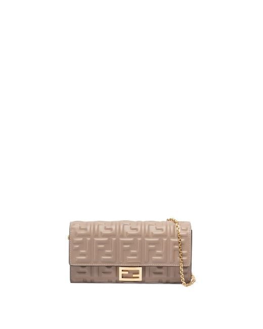 Fendi Natural `baguette` Leather Continental Wallet With Chain