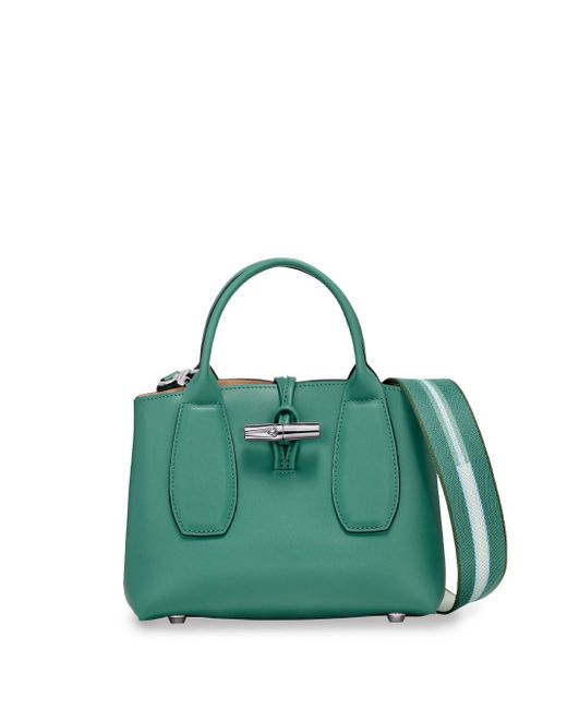 Longchamp Green `Roseau Box` Medium Handbag