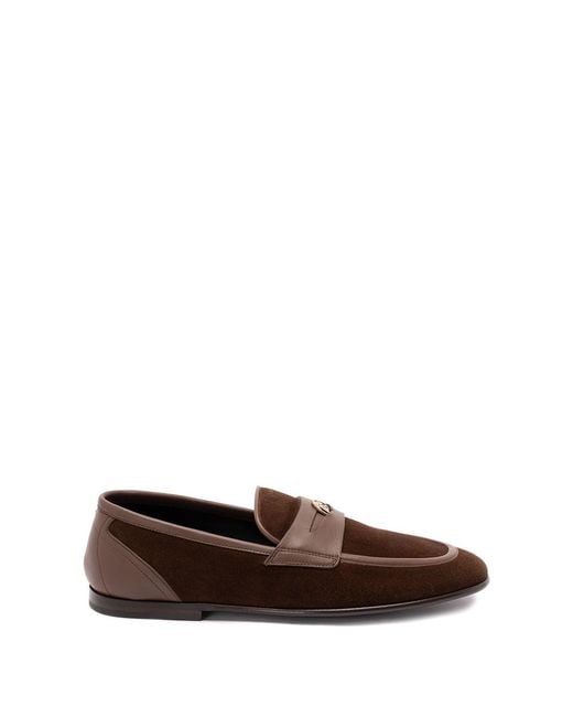 Dolce & Gabbana Brown Suede Loafers for men