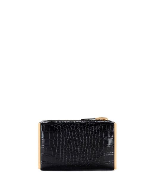 Elisabetta Franchi Black Crocodile-Effect Clutch Bag