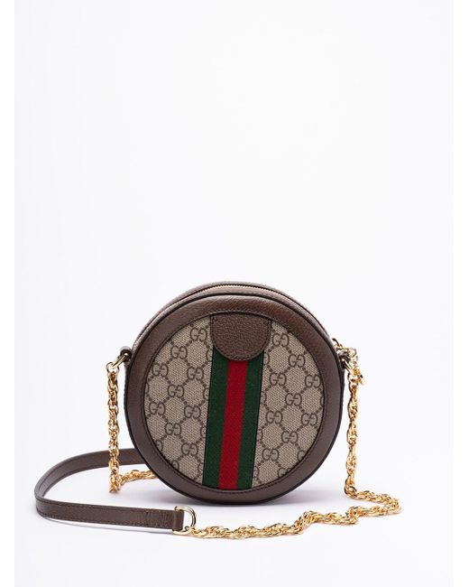 `Ophidia Gg` Mini Round Shoulder Bag di Gucci in Brown