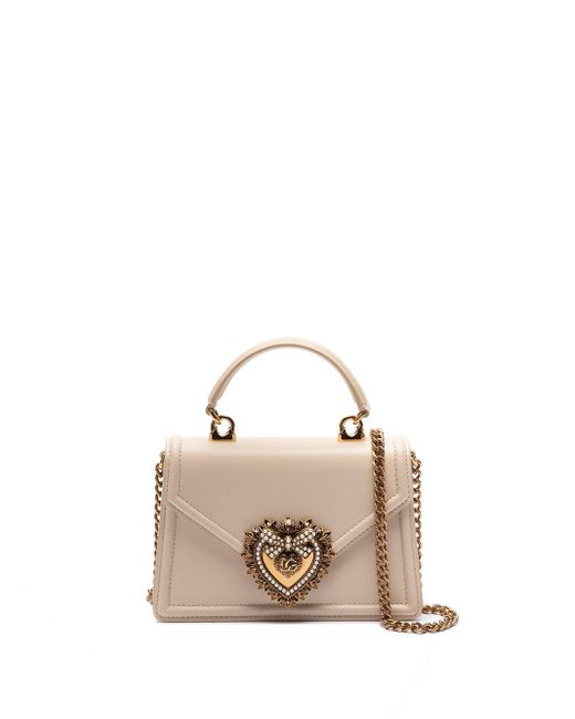 Dolce & Gabbana Small `devotion` Top-handle Bag in Natural | Lyst