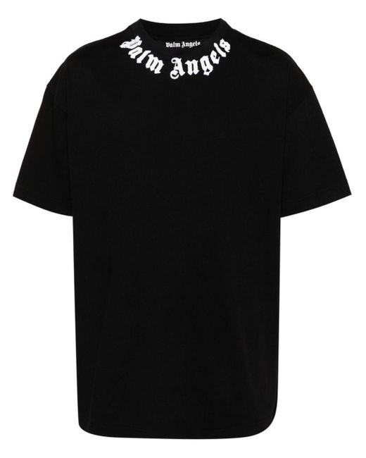 Palm Angels Neck Logo T-Shirt in Black for Men | Lyst