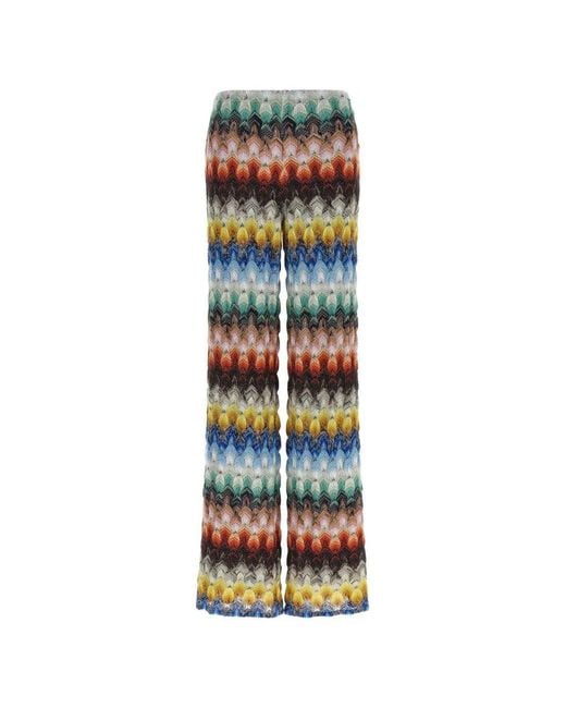 Missoni White Zigzag-Knit Palazzo Pants