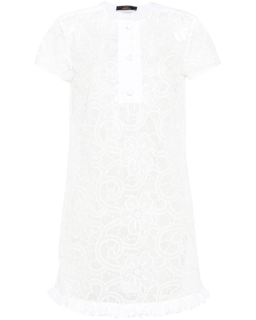 Twin Set White `Actitude` Embroidered Organdy Short Dress